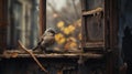 Enchanting Bird Peeking Through Abandoned House Window