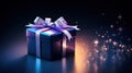 Enchanting Blue Open Gift Box with Magical Light - Mystical Surprise Unveiled. created with Generative AI