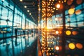 enchanting blurred bokeh with airplane windows and vibrant travel imagery at airport