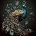 The Enchanting Charm of a Delicate Peacock\'s Colors, AI Generative