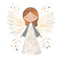 Enchanting Children's Christmas card illustration showcasing a celestial Christmas angel