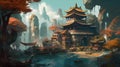Enchanting Chinese Fantasy Scenes for Your Designs.