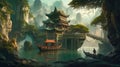 Enchanting Chinese Fantasy Scenes for Your Designs.