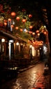 Enchanting chinese new year garden with illuminated lanterns, evoking wonder and enchantment