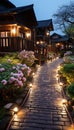 Enchanting chinese new year garden with illuminated lanterns in various shapes and sizes