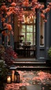 Enchanting chinese new year garden illuminated with lanterns of various shapes and sizes