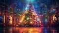 Enchanting Christmas Magic - Adorned Tree in a Blurred Light Aura