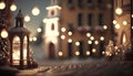 Enchanting Christmas Scene with Snowy Streets and Illuminated Homes