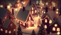 Enchanting Christmas Scene with Snowy Streets and Illuminated Homes