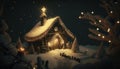 Enchanting Christmas Scene with Snowy Streets and Illuminated Homes