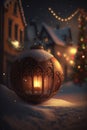 Enchanting Christmas Scene with Snowy Streets and Illuminated Homes