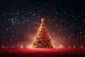 Enchanting Christmas Tree with Red Ornaments and Golden Star Topper, AI Generated Royalty Free Stock Photo