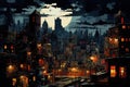 Enchanting City night landscape. Generate Ai Royalty Free Stock Photo