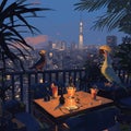 Enchanting Cityscape Rooftop Bar for Birds