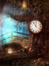 Enchanting Clock Tree Time Fantasy Royalty Free Stock Photo