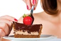 Close-Up of Woman\'s Lips Indulging in Cake Extravaganza AI generated