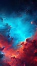 Enchanting Cosmos Mystical Galaxy Sky HD Wallpaper in Dark Turquoise and Light Red with a Touch Royalty Free Stock Photo