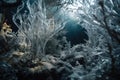 Enchanting Crystal Forest with Twisted Branches and Crystal Leaves