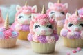 Enchanting Cute unicorn cupcakes. Generate Ai