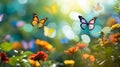 Enchanting Dance of Colorful Butterflies Amidst Blooming Flowers Royalty Free Stock Photo