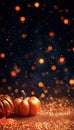 Enchanting dark autumn background for thanksgiving or halloween invitations with orange glitter