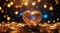 Radiant Amber Heart. Generative  AI Royalty Free Stock Photo