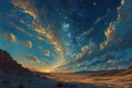 Whirling starry sandstorms, painting the desert sky with a mesmerizing celestial dance - Generative AI