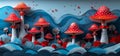 Enchanting Depths: A Vibrant Wonderland of Swirling Red Mushroom
