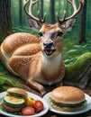 Deer Body as Burger Buns in a Forest Royalty Free Stock Photo