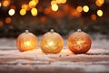 Enchanting Display of Glowing Christmas Baubles Illuminating the Serene Snowy Landscape