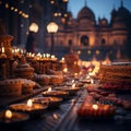 Enchanting Diwali Celebration: Vibrant Diya-lit Scene & Global Landmarks