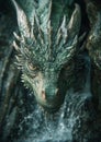 Enchanting Dragon\'s Gaze: A Closeup of Wise Emerald Eyes and Fur Royalty Free Stock Photo