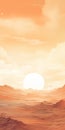 Dreamlike Illustration Of A Sunlit Desert Landscape