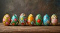 An enchanting Easter egg display showcasing intricate hand-painted designs and patterns