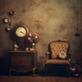 Enchanting Eclectic Room With Antique Chair And Mysterious Clocks