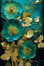 Enchanting Elegance: A Stunning Display of Turquoise and Gold Fl