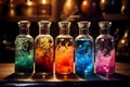 Enchanting Elixirs: Colorful Magic Potions in Bottles. Generative By Ai