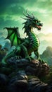 Enchanting Emissary The Whimsical Green Dragon of Wood in the Chinese Zodiac\'s Verdant Atmosphere Royalty Free Stock Photo