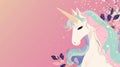 Enchanting Emissary: Whimsical Unicorn in a Radiant Pink Realm Royalty Free Stock Photo