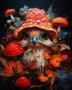 Enchanting Encounter: A Hawk\'s Portrait in a Mushroom Kingdom Fi
