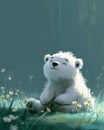 Enchanting Encounter: A Playful Polar Bear in a Magical Meadow