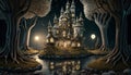 Enchanting fairy tale woodland. Surreal mystical fantasy artwork. Generative AI Royalty Free Stock Photo