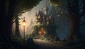 Enchanting fairy tale woodland. Surreal mystical fantasy artwork. Generative AI Royalty Free Stock Photo