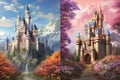 Enchanting fairytale castles with nature motifs - Generative AI