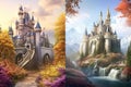 Enchanting fairytale castles with nature motifs - Generative AI