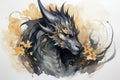 Enchanting Fairytale golden dragon reptile. Generate Ai