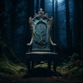 Enchanting Fairytale Throne In A Mysterious Dark Forest Royalty Free Stock Photo