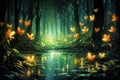 Luminescent spirit fireflies in Fantasy - Generative AI