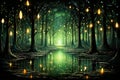 Luminescent spirit fireflies in Fantasy - Generative AI