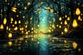 Luminescent spirit fireflies in Fantasy - Generative AI